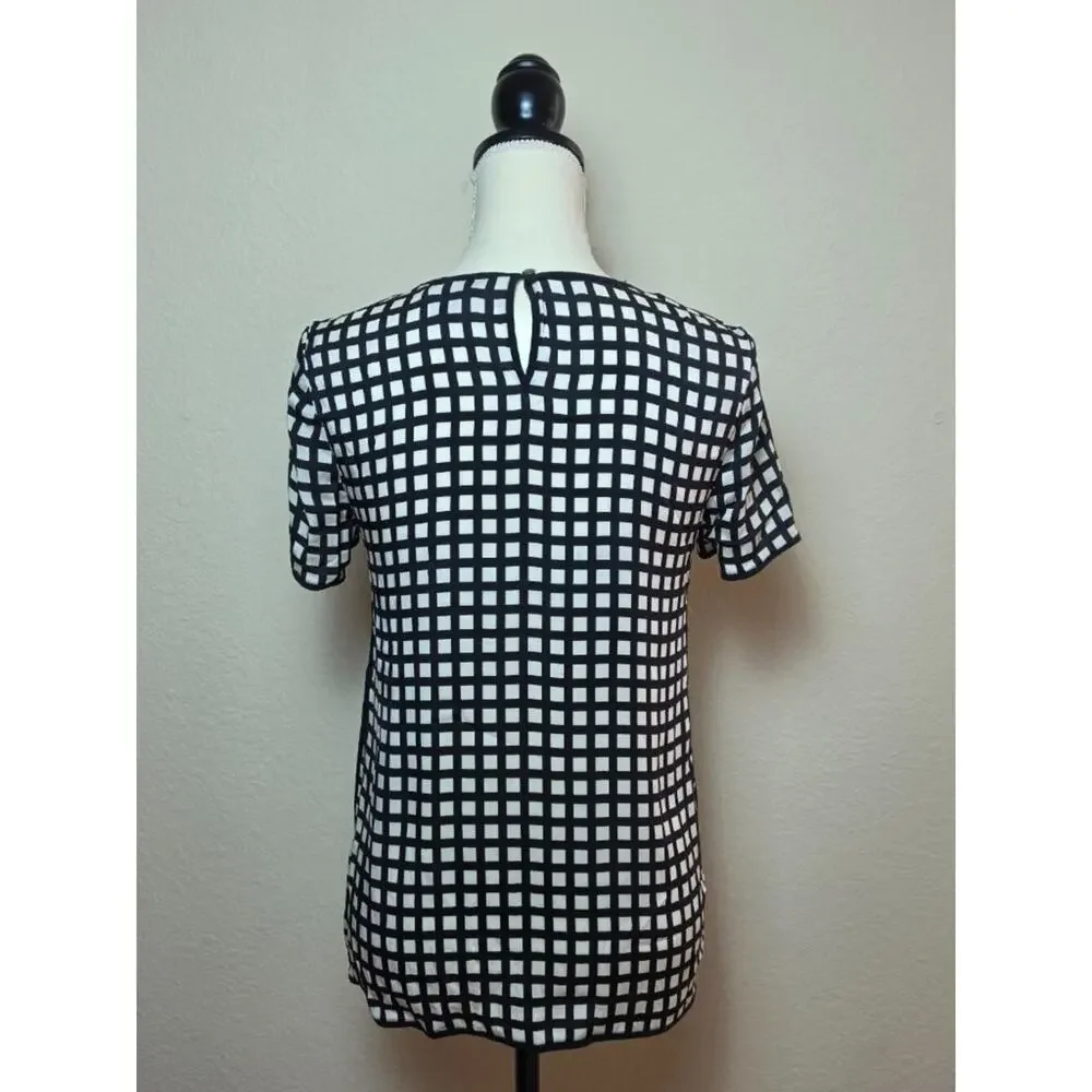 J.Crew Silk Windowpane Lightweight Blouse FLAW 2